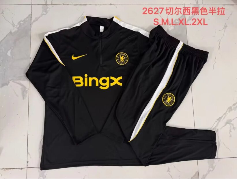 AAA Quality Chelsea 26/27 Tracksuit - Black/Yellow